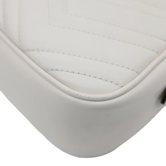 Gucci  GG Marmont Small Matelasse Chevron Leather Camera Bag White 447632 - Picture 9 of 15